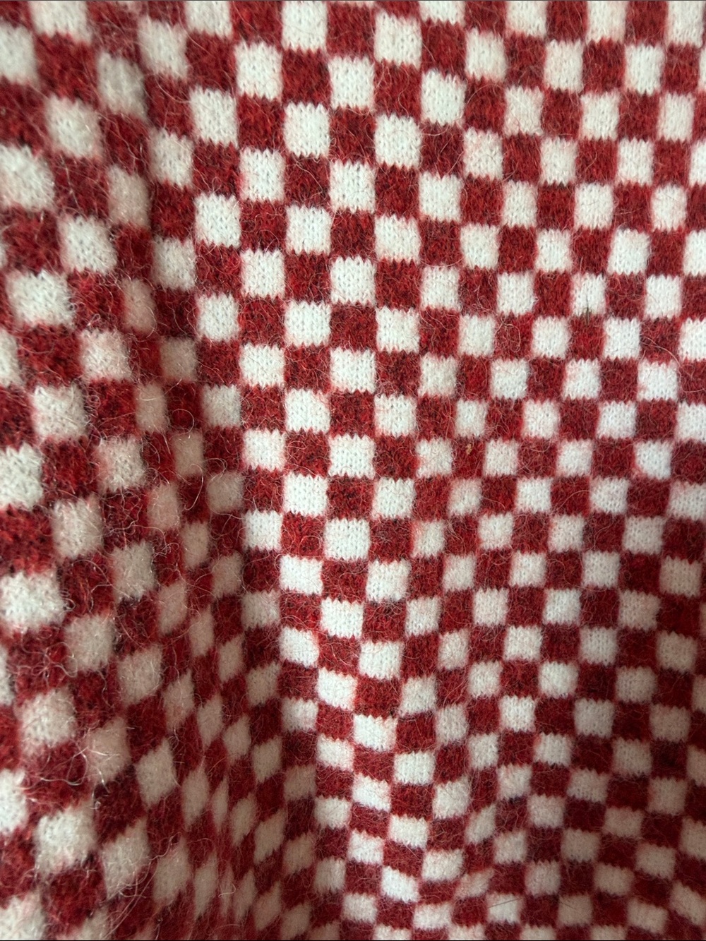 Checkerboard Crewneck Sweater - Red & White - Picture 4 of 5